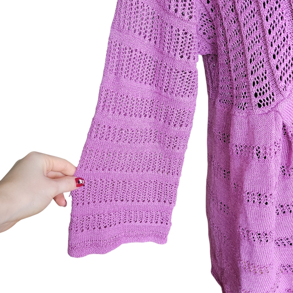 J'envie Pink Loose Fit Two Button Knit Linen Blend Cardigan Women's Size XL - Picture 7 of 8